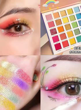 彩色眼影盘珠光闪粉亮片蓝色表演出六一儿童舞台妆彩妆专用化妆品