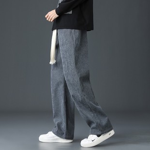 外贸出口原单裤子男款春秋季雪尼尔条纹垂感灯芯绒休闲裤直筒宽松