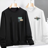 休闲运动长袖 潮流外套重磅外穿卫衣百搭 美式 t恤男大码 宽松春秋季