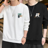 潮牌宽松圆领无帽上衣服青少年长袖 卫衣男百搭休闲春秋款 打底衫