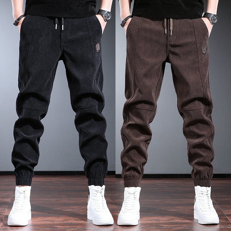 运动卫裤男ins潮流宽松高街时尚休闲裤子秋冬季加绒加厚灯芯绒裤,男装,卫裤,淘宝优惠券,粉丝福利购,淘宝优惠卷
