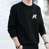 长袖 t恤男春秋宽松外套潮流百搭休闲套头上衣高级感重磅印花衣服