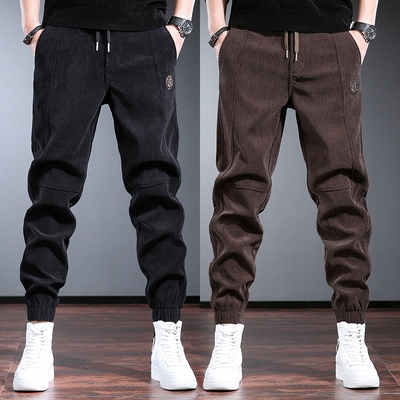 男人干活穿的裤子秋冬季束脚宽松加绒加厚建筑工地耐磨耐脏工作裤