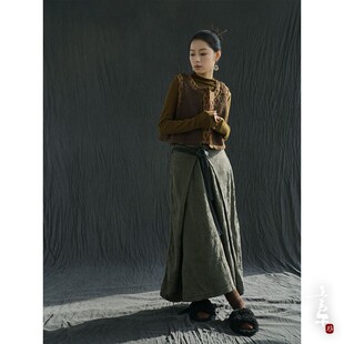 言午葵原创早春国风羊羔绒短马甲 新汉风复古撞色春秋马甲