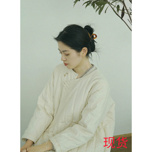 言午葵东方美学纸感斜襟加厚旗袍轻中式清冷压条夹棉连身裙旗袍