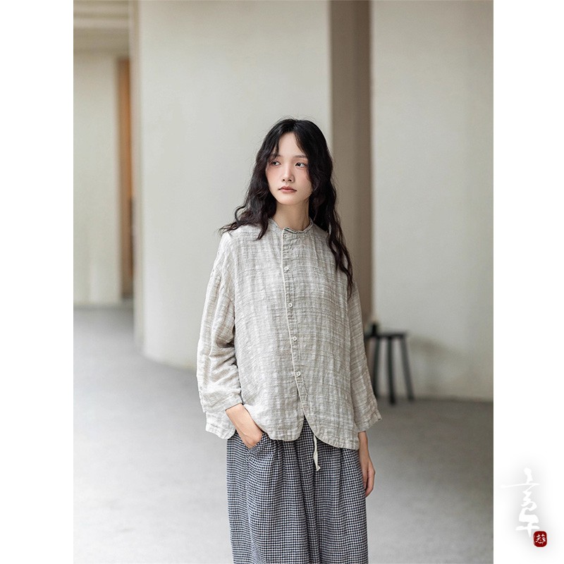 言午葵进口重磅色织纯亚麻