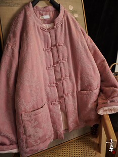 言午葵传统新疆棉花国风盘扣冬季新款棉衣立领百搭宽松花棉袄