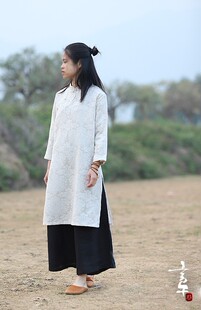 棉麻上衣 言午葵春秋款 S901 长款 素雅茶人服禅服 中式 改良