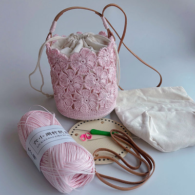 棉草线三层花朵桶包DIY材料包