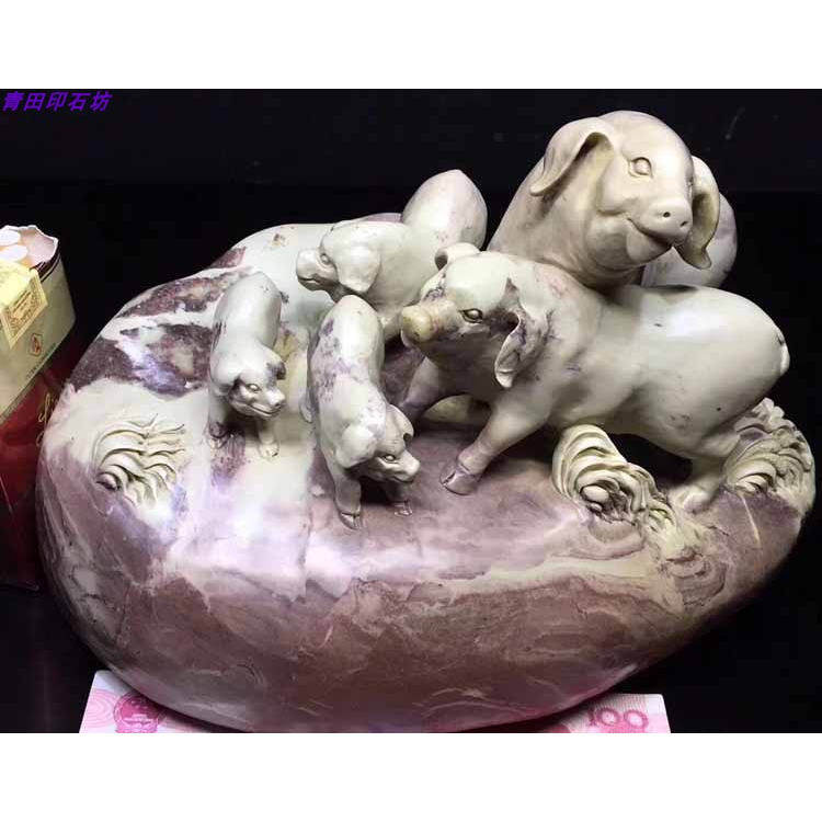 雅安绿冻芙蓉原石寿山蓝星LW13手工精品老青田封门水泥石雕摆件