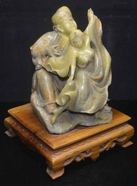 山炮绿冻芙蓉原石寿山蓝星XX212手工精品老青田封门冻石雕小摆件