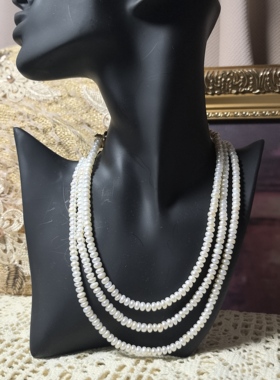 复古即时尚原创设计天然淡水珍珠多层项链文艺复古风时尚轻奢风