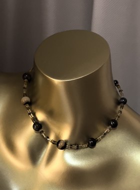 复古即时尚原创手作满矿幽灵水晶项链ins风延长链设计可调长短