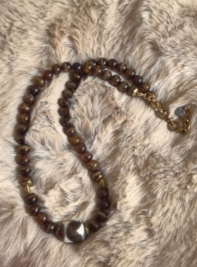 复古即时尚原创设计一线老玛瑙天珠项链小众质感好