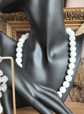 复古即时尚原创设计和田玉大珠径9+mm项链文艺复古风时尚前卫