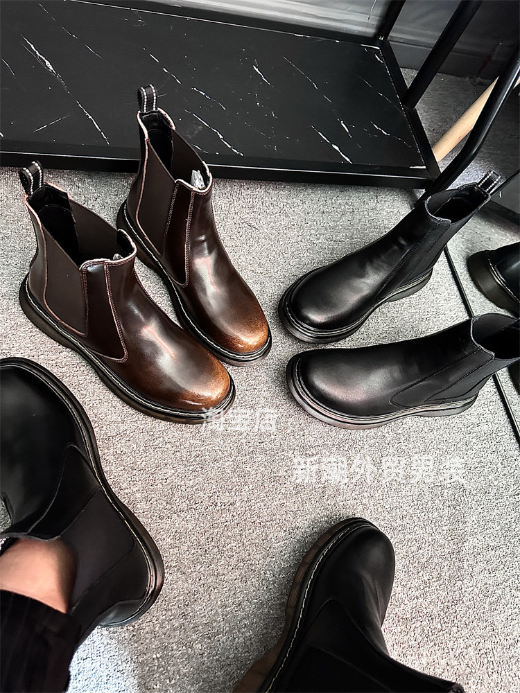 男人要穿“切尔西”！柜6K+~牛皮熏色工艺！男士秋冬高帮马丁靴潮,流行男鞋,切尔西靴,淘宝优惠券,粉丝福利购,淘宝优惠卷
