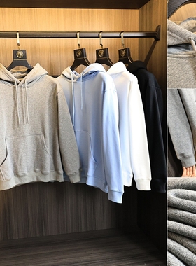 重磅毛圈棉 ODM公司货2025年春季男士纯色百搭宽松连帽卫衣外套潮