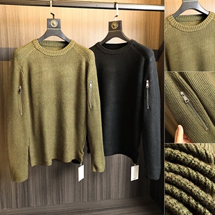 日单外贸！真丝天丝长绒棉！秋冬男士纯色高街拉链粗针针织衫毛衣