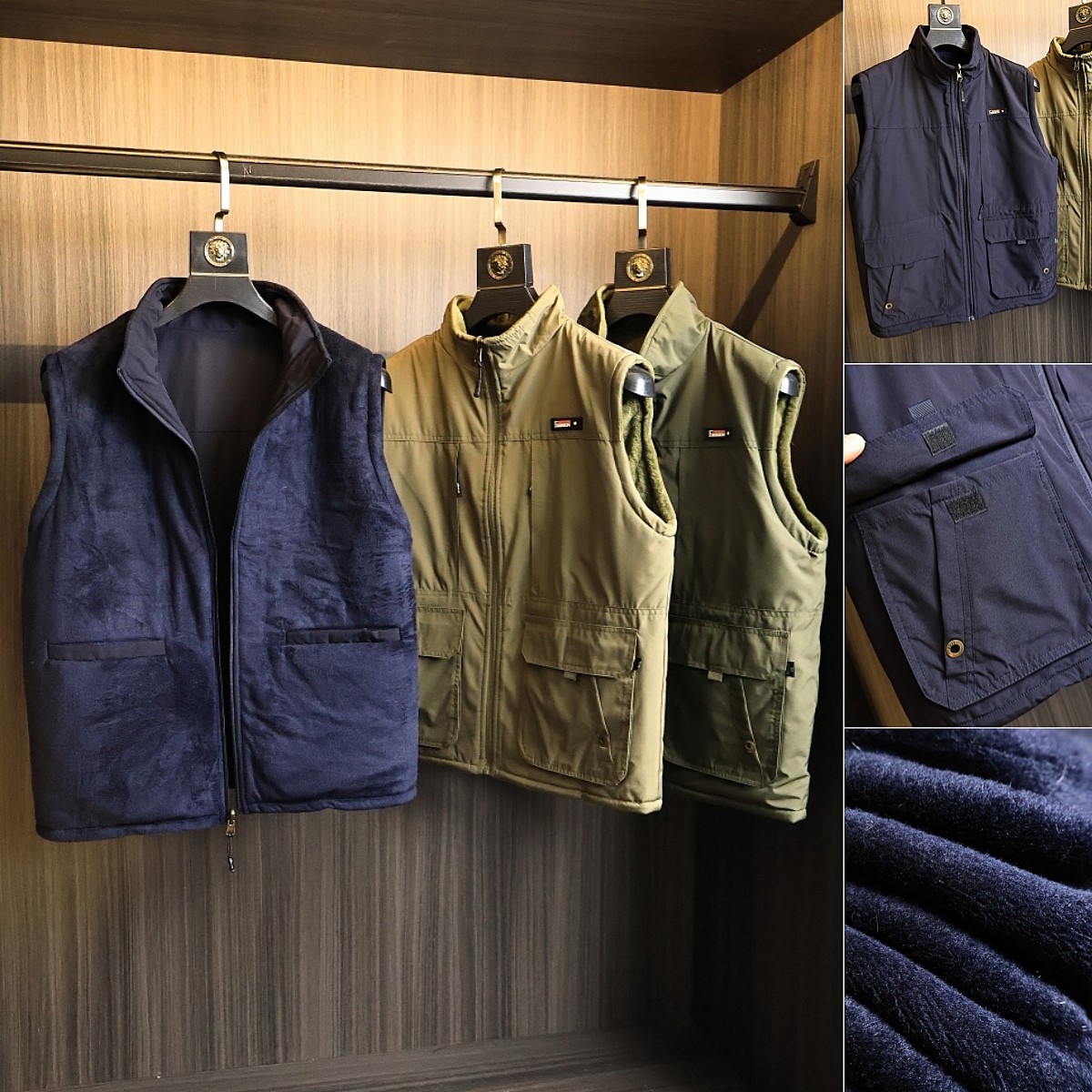 双面穿！复合摇粒绒！秋冬男士纯色户外工装风多口袋拉链休闲马甲,男装,常规马甲,淘宝优惠券,粉丝福利购,淘宝优惠卷