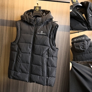 走欧美订单！小众户外！秋冬男士防泼水刺绣可拆卸连帽棉马甲外套