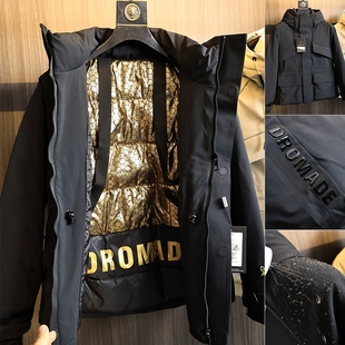 多方位御寒!高蓬90白鸭绒!秋冬男士户外三防冲锋衣连帽羽绒服潮