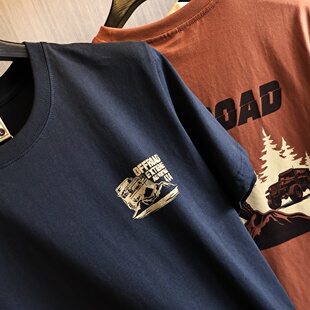 全棉水洗工艺 圆领短袖 夏季 亲肤柔软百搭时尚 T恤 男士 复古印花