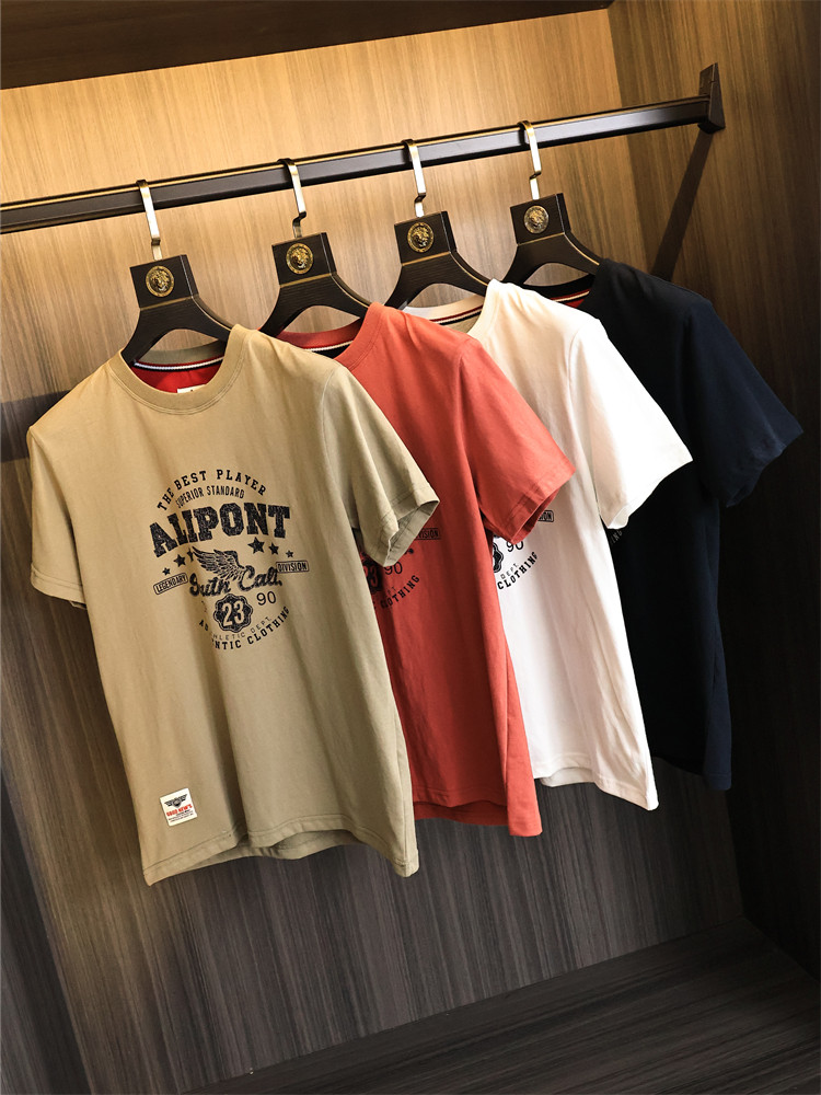 美式经典复古...老鹰嘴！春夏男士纯色磨毛短袖宽松时尚休闲T恤衫