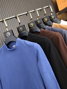 冬季 基础款 男士 纯色半高领磨毛长袖 潮 线下398 T恤衫 德绒打底