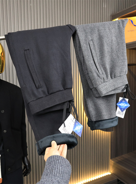 贼抗冻~毛呢复合绒！ODM公司单~冬季男士加绒加厚保暖直筒休闲裤