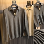 轻商务通勤百搭半拉链翻领针织衫 意奢 男士 秋季 潮 温润细腻亲肤