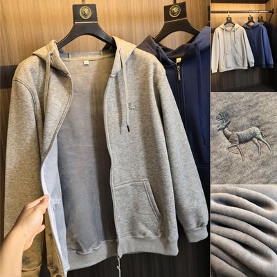 内里复合银狐绒！卫衣开衫男