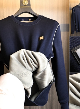 H家牛货！复合婴儿绒~秋冬男士撤柜品牌柔软细腻加绒圆领针织衫潮