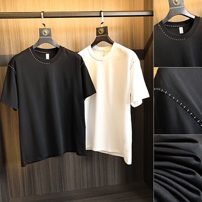 高街痞帅明线勾勒亲肤圆领短袖