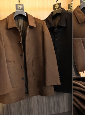 英伦线王炸牛货！72.8绵羊毛秋冬男士中长款商务休闲翻领毛呢大衣