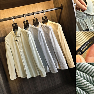 三扣领 商务衬衫 通勤系列 亲肤全棉洗水长袖 春夏男士 100%COTTON