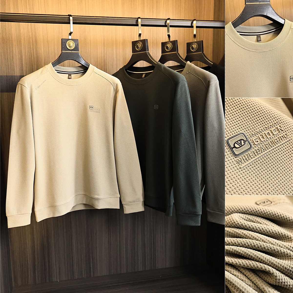 高密肌理华夫格长袖卫衣