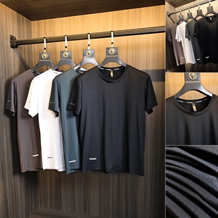 纯色冰丝高弹圆领短袖 ODM公司订单 男士 夏季 T恤 速干科技网眼