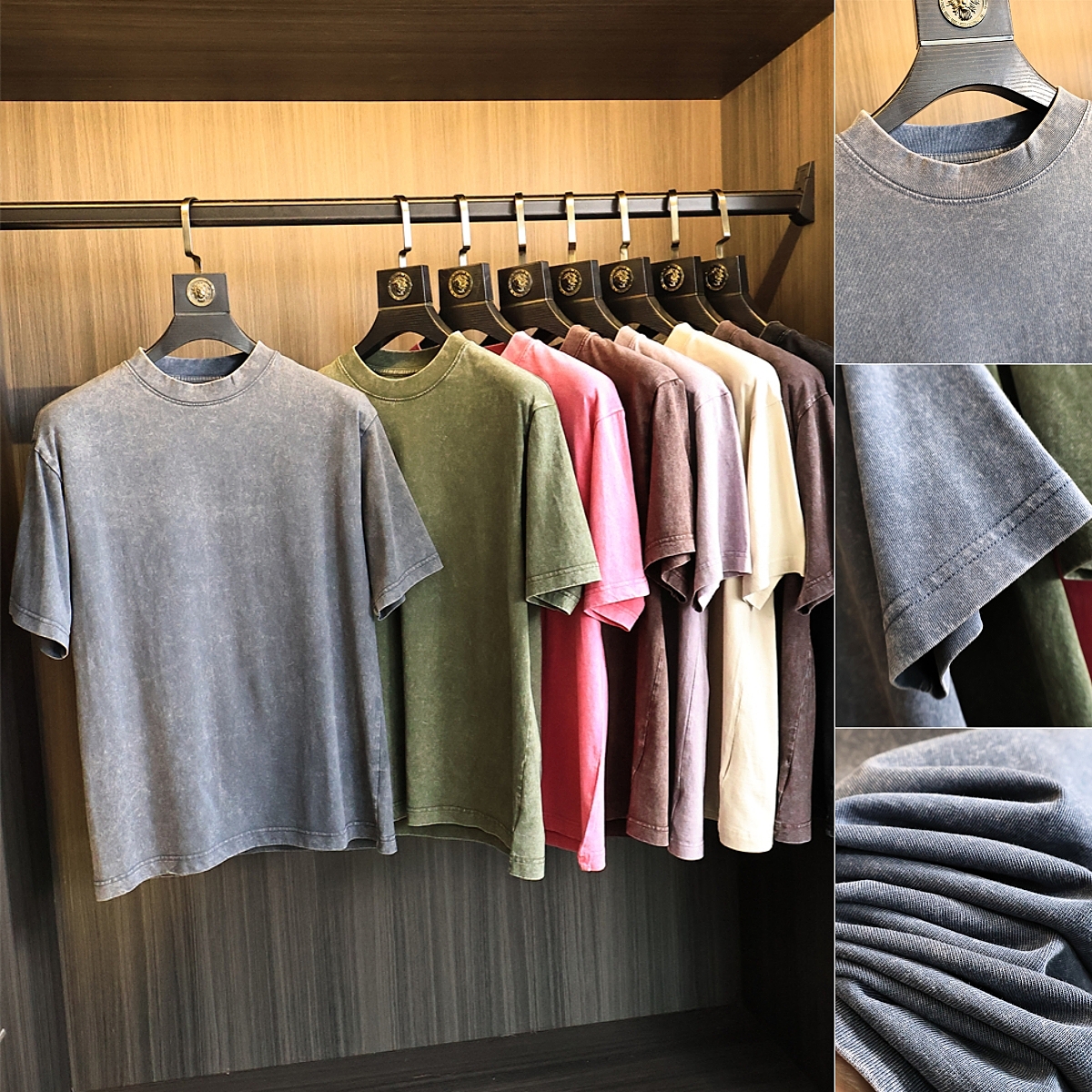 230G雪花做旧洗水工艺短袖T恤衫