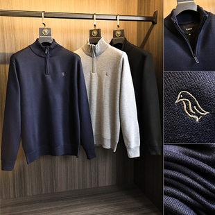 春季 25年男士 外贸单半拉链高领宽松毛衣潮 高密针织衫 出口于巴西