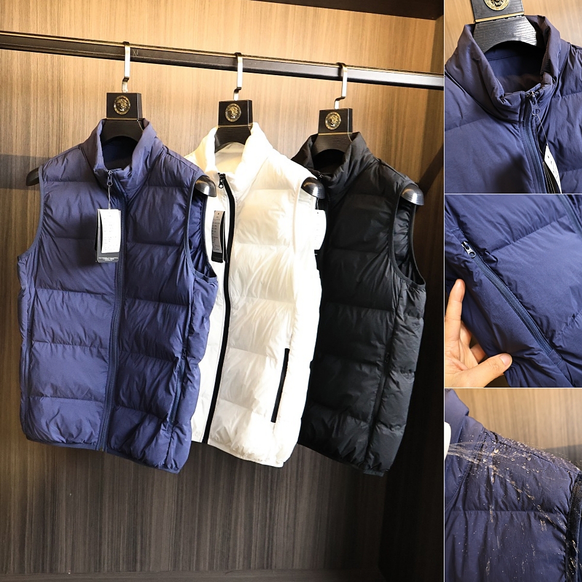 高级哑光感！户外防泼水！秋冬男士纯色绗缝夹棉保暖立领棉马甲潮