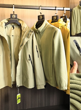 三合一冲锋衣~ODM公司订单！秋冬男士可脱卸摇粒绒保暖户外夹克潮
