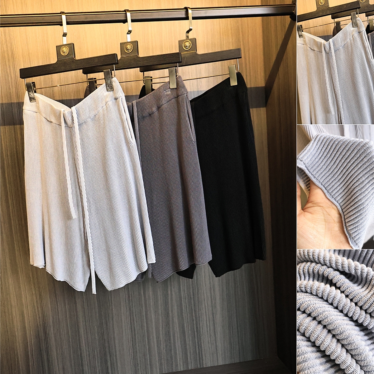 褶皱美学坡针3D提花针织短裤