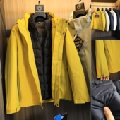 秋冬男士 防暴雨级 三合一系列 纯色可穿羽绒服连帽冲锋衣羽绒服