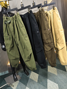 重磅户外纱卡面料！全棉洗水！春季男士高克重束脚大口袋工装裤潮