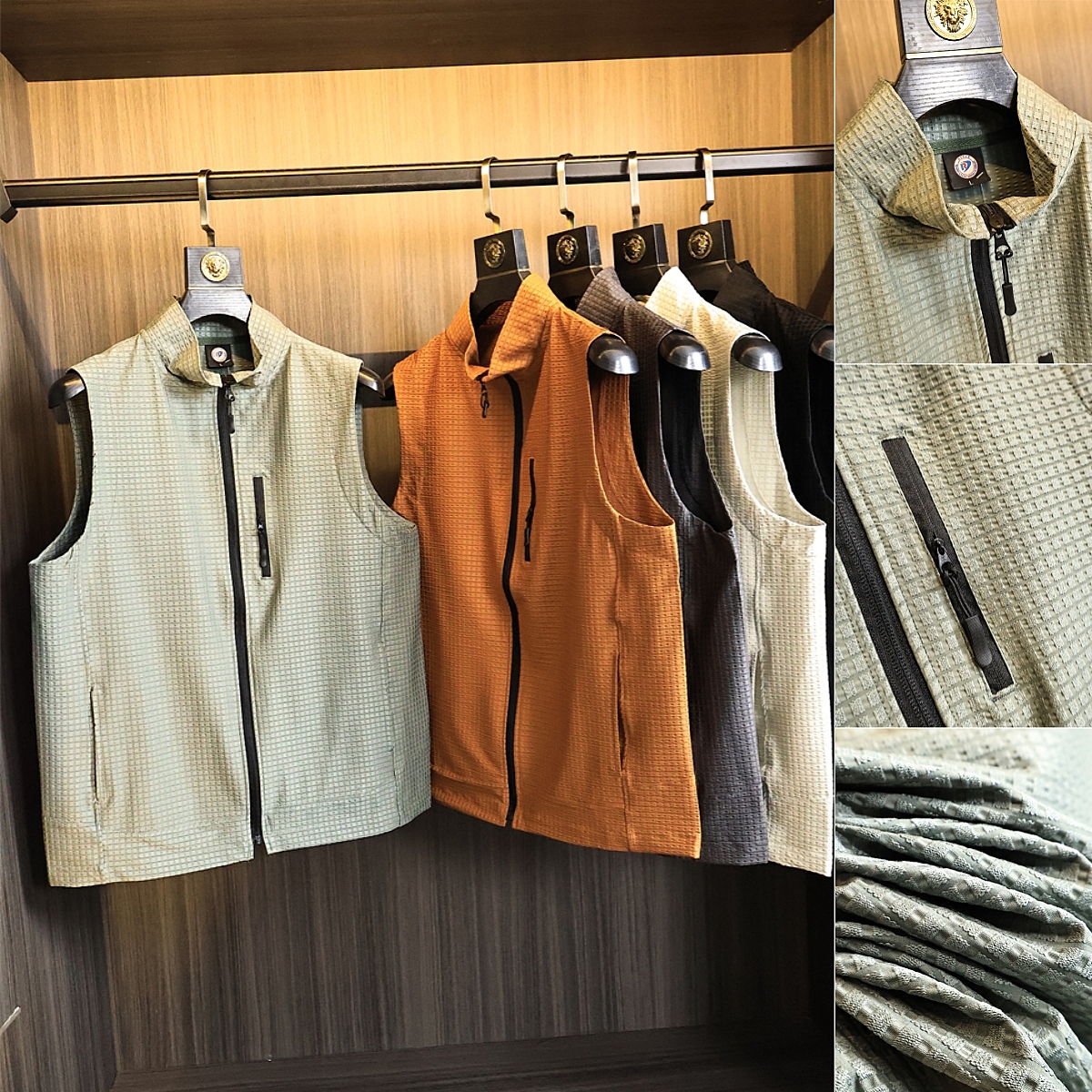 飞禽户外订单特殊格纹料马甲