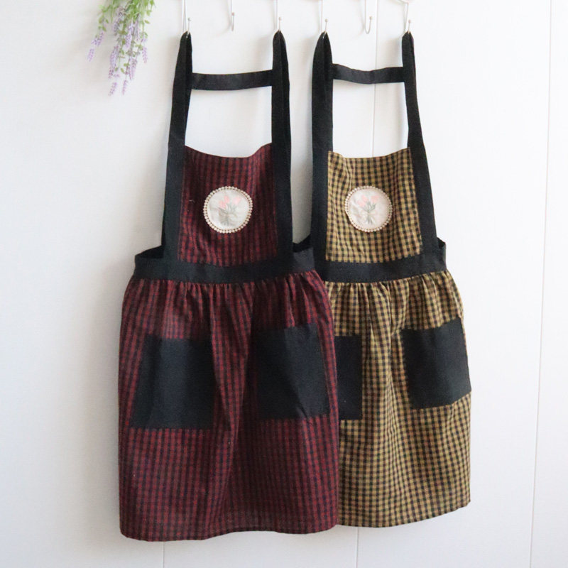 棉布围裙罩衣大人家用厨房女2023新款外穿洋气做饭围腰工作服,家庭/个人清洁工具,围裙,淘宝优惠券,粉丝福利购,淘宝优惠卷