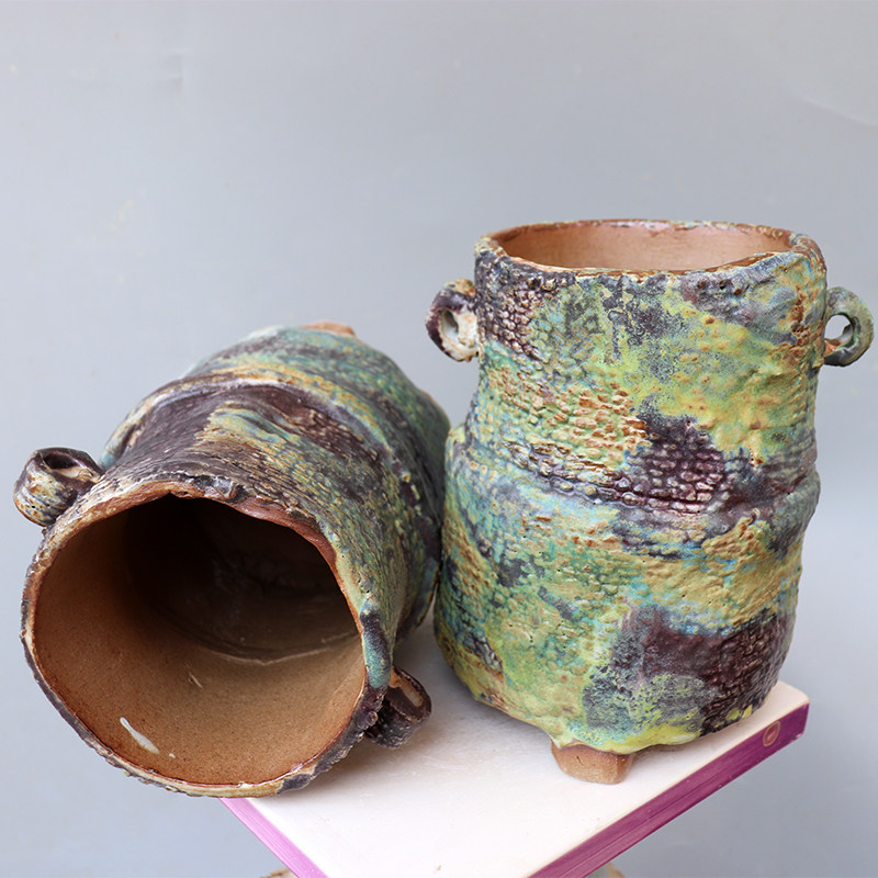 青月陶艺 景德镇精品高端手工多肉花盆 孤品控型肌理