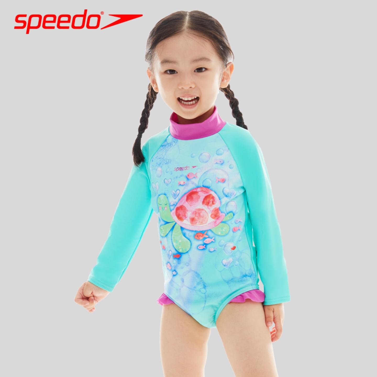 Speedo女童长袖连体防水防晒速干