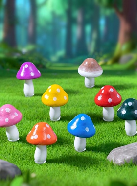 木质迷你苔藓蘑菇装饰摆件