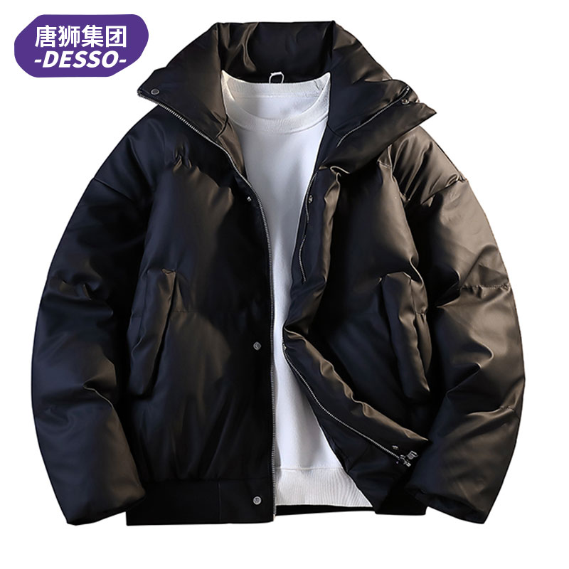 唐狮集团DESSO亮面棉衣男士冬季加厚潮流宽松保暖外套立领面包服